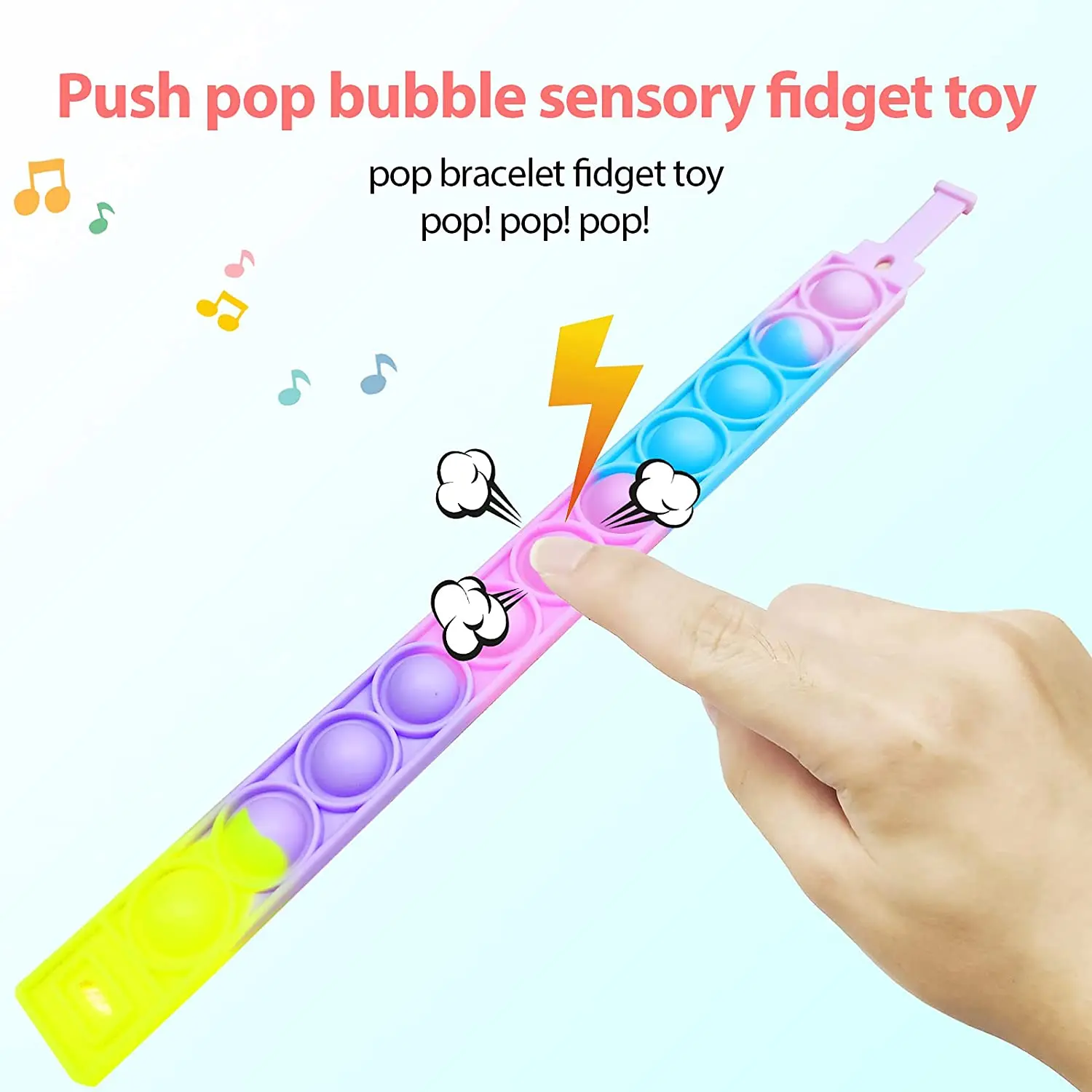 Adult Kids Stress Relief Wearable Silicone Pop Push Bubble Sensory Fidget Toy Wristband Push Fidget Bracelet Toys