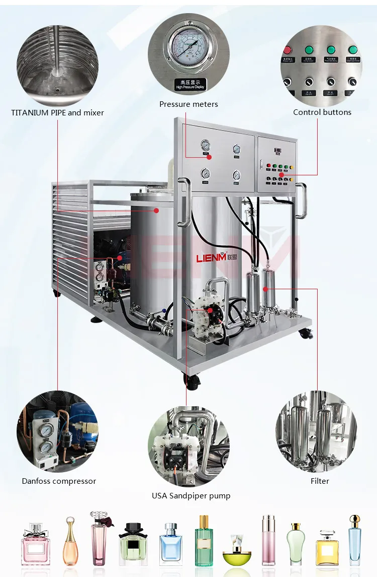 LIENM Hot Selling High Quality Stainless Steel Raw Material Perfume Making Production Perfume Mixing Freezing Equipment