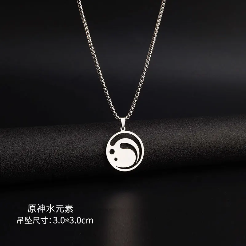 Genshin Impact Vision Necklace Stainless Steel Necklace 50cm Chain Length Seven Elements Hydro Dendro Electro Geo Pyro Anemo Cry