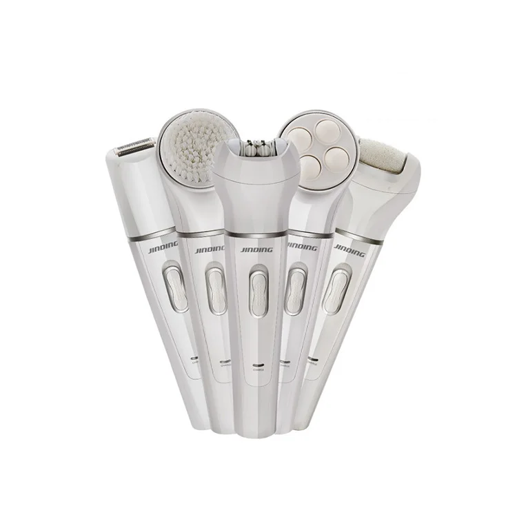 5 in 1 USB Rechargeable Multi-functional Electric Facial Cleaner Massage Brush with Hair and Callus Remover