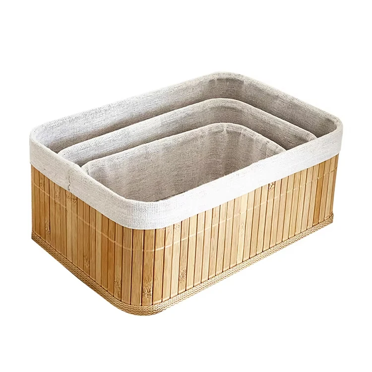 Wholesale Desktop Home Decorative Bamboo Woven Storage Basket Box Organizer