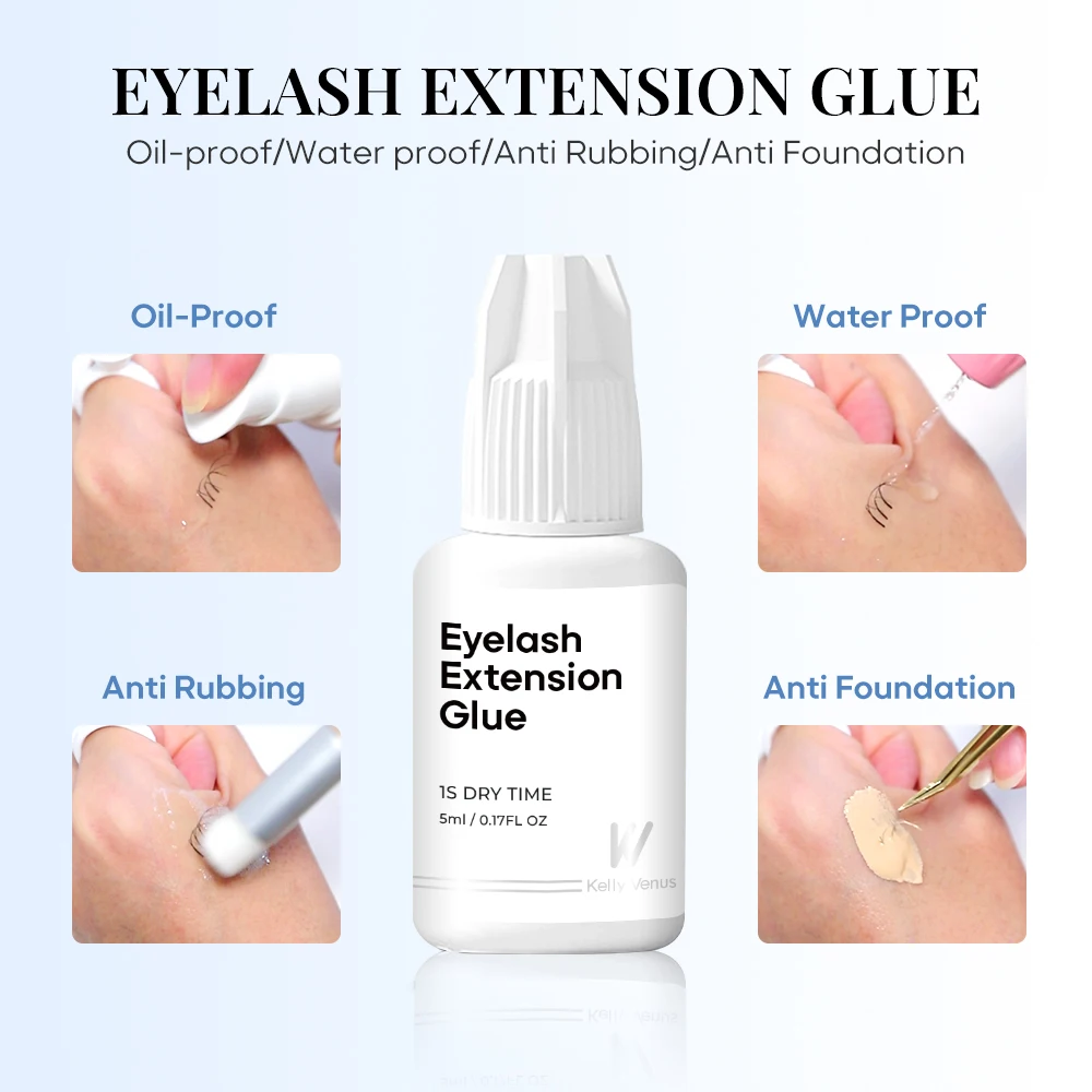 1s anti foundation waterproof oil resistant lash glue for eyelash extension lash adhesive glue private label eyelash glue
