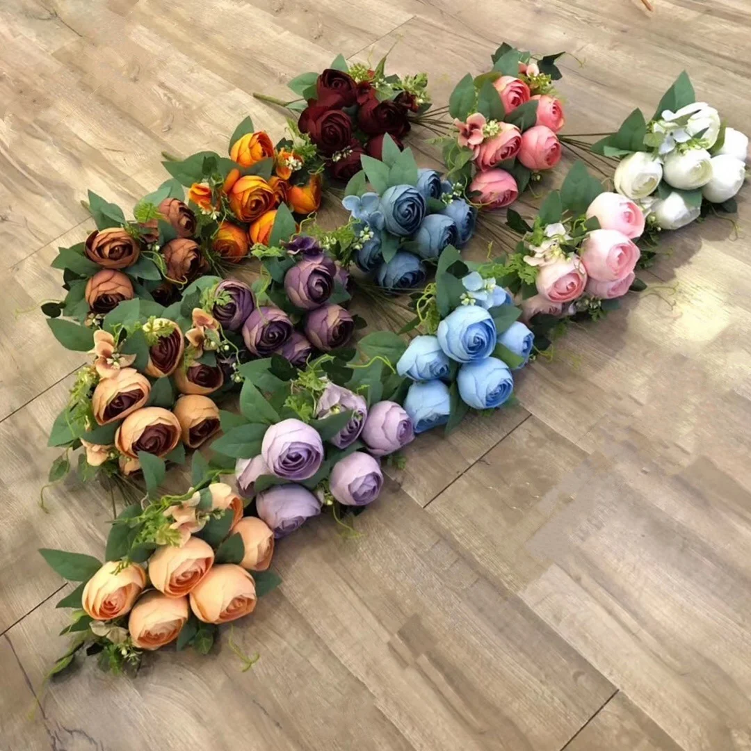 artificial 9 heads peony flower wholesale European style  rose wedding hall decorative flower bunches