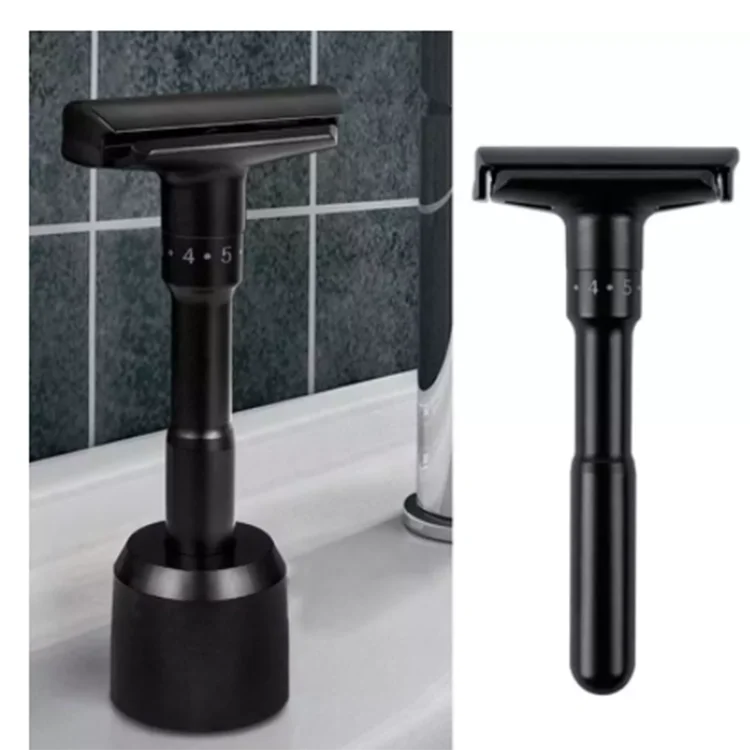 
New Hot Sell private label Adjustable Razors Mens Safety Double Edge Razor Black Classic Shaving Razor 
