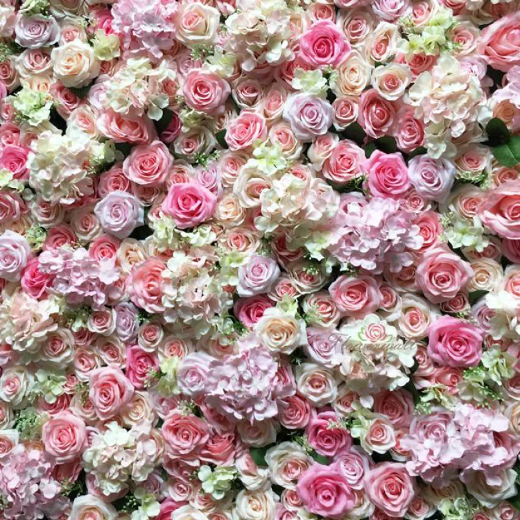 Custom hot sales  Wedding Stage 3D Flower Background Decoration Pink Rose Flower Wall Curtain Fabric Flower Wall