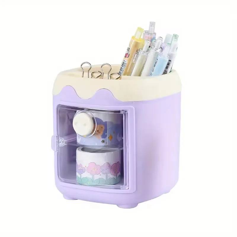 Cartoon Cute & Creative Multi-Grid Pen Holder: Trendy Desk Accessory for Teen Girls & Students