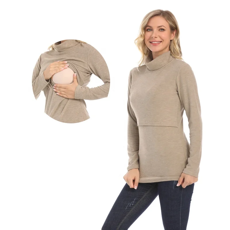 2024 New Winter Maternity Sweater Long Sleeve Warm Breastfeeding T Shirt Lactation Clothes Big size for Pregnant Women