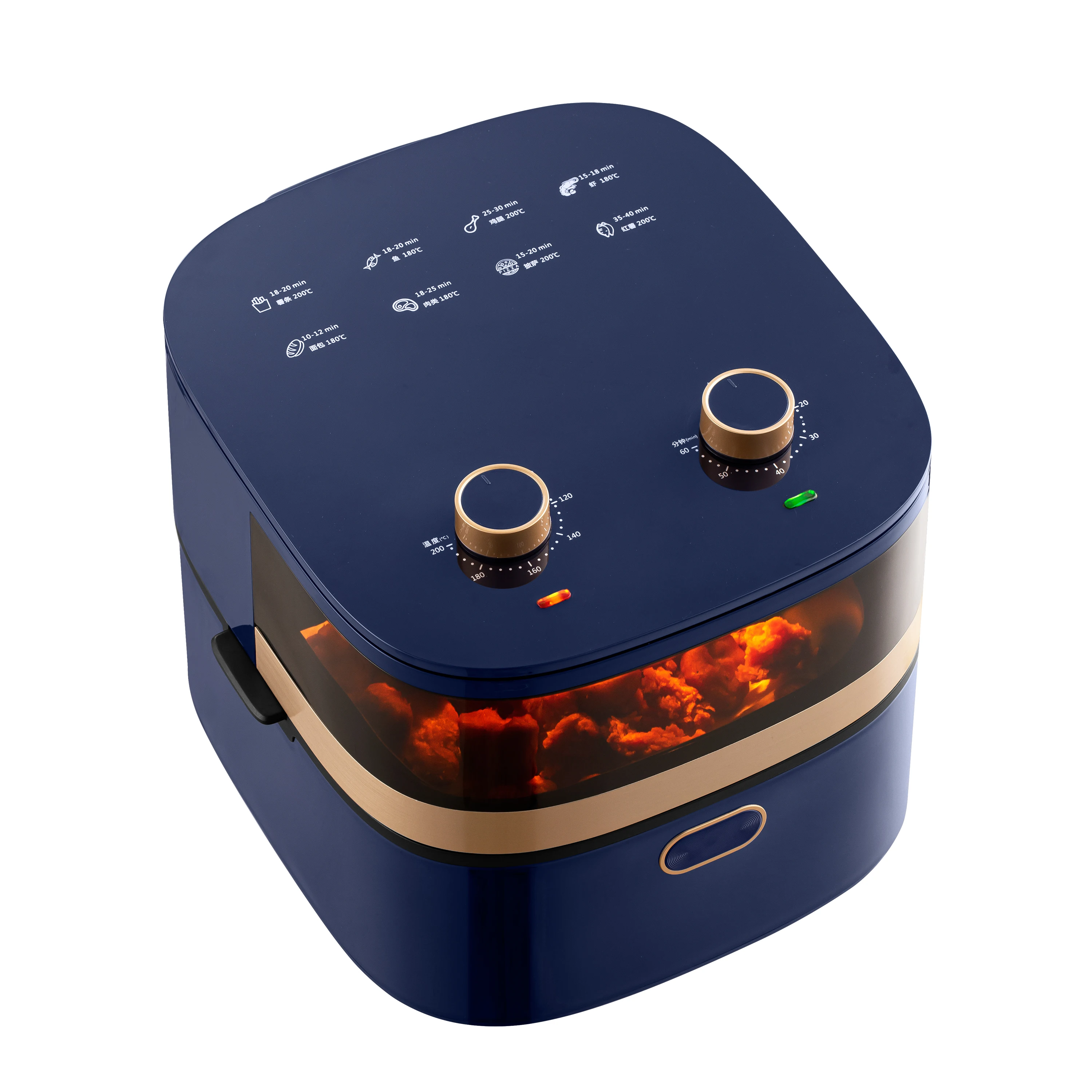 Portable 8L Air Fryer with LCD Display White Label Grey Yellow Opening Top Black 5L 6L Capacity US Plug Voltage 220V