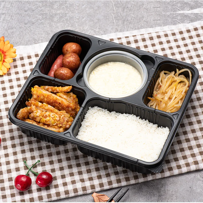 disposable 5 compartment food container wholesale to go containers food disposable pp plastic packaging box bento lunch box