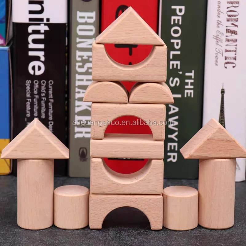 Natural wooden building blocks for children, formaldehyde free