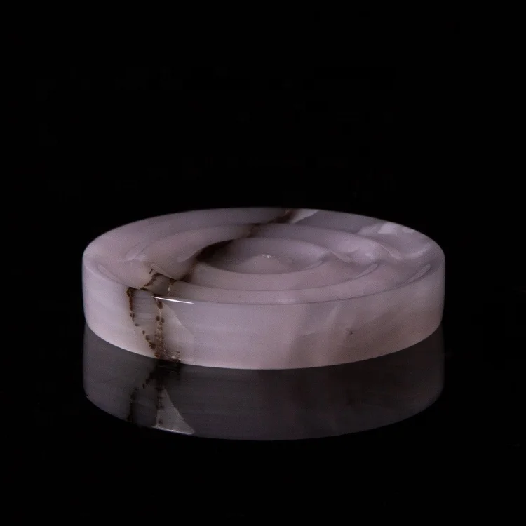 Custom Luxury Modern Round Water Ripple Natural Stone Black Marble Incense Stick Burner Holder For Home Decoration