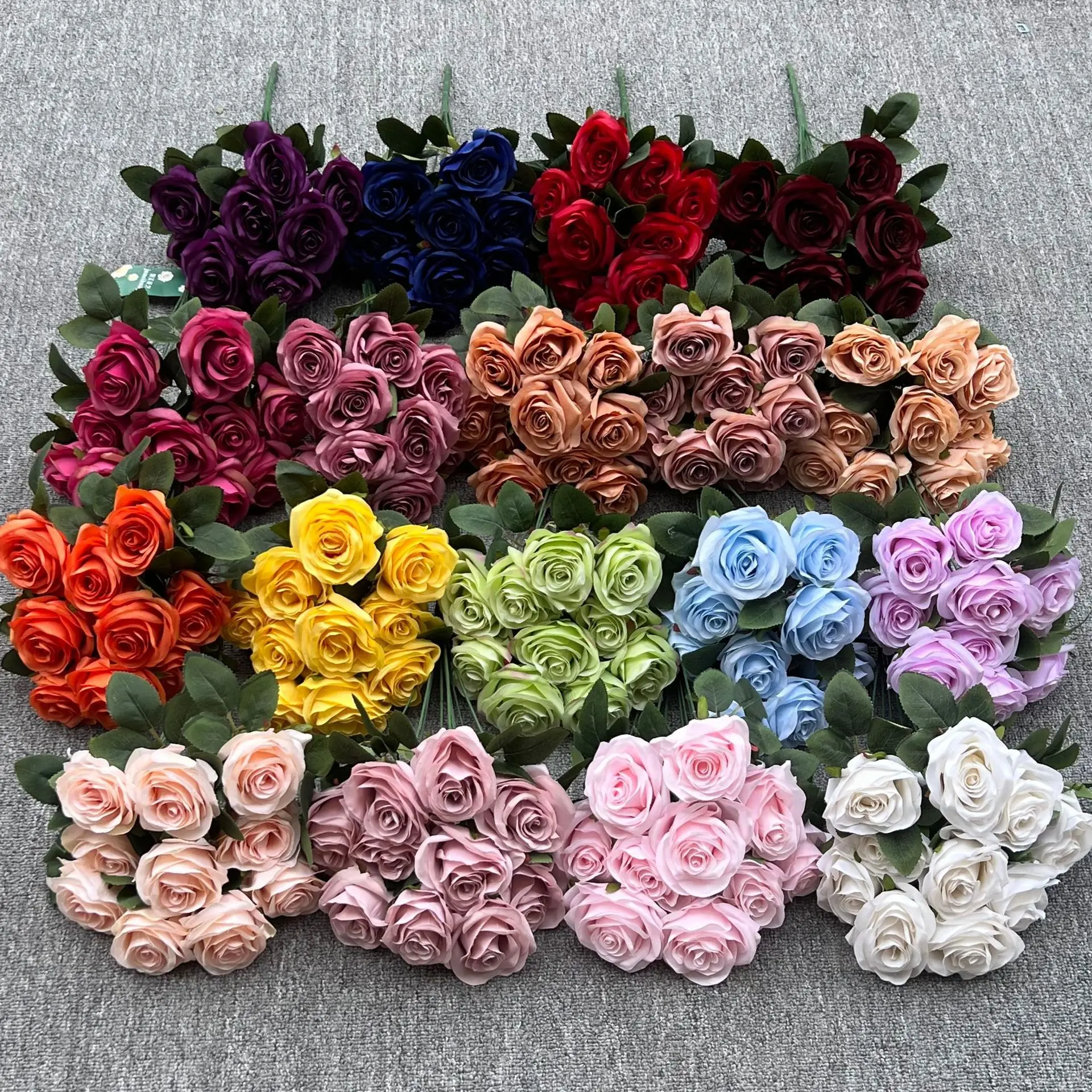 High Quality 10-Head Artificial Silk Rose Bouquet Factory Wholesale for Wedding Home Christmas New Year Graduation Decorations