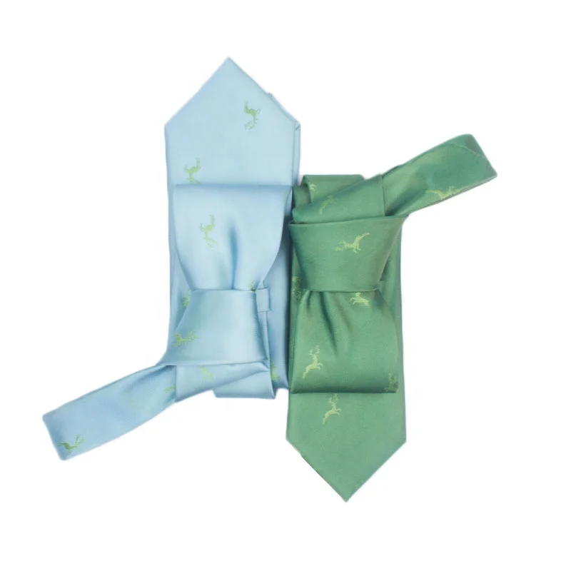 
New Design Slim Business Silk Feeling Elk Pattern Custom 100% Silk Men Printed Neck Tie 