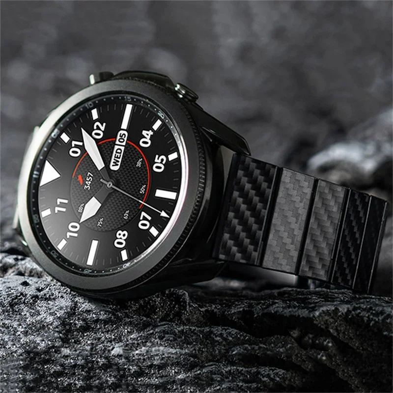 CAOWTAN Luxury Watch Strap for Huawei GT2 3 20mm 22mm Band for Samsung Watchbands 4 5 Pro Classic Carbon Fiber Pattern Strap