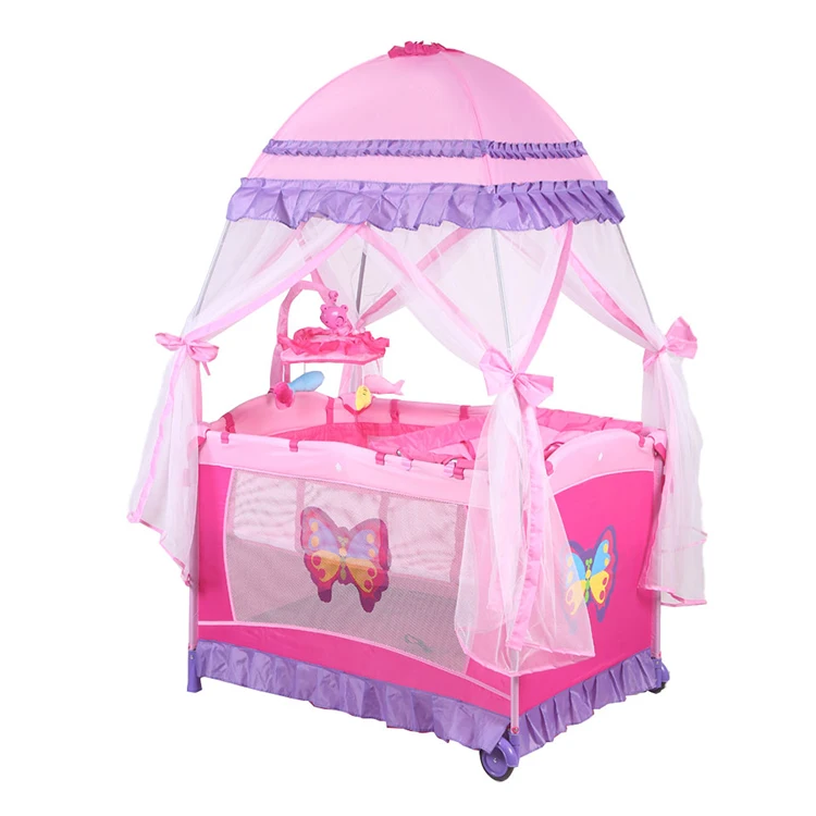 Wholesale Products Toddler Folding Cot Camas Para Ninas Crib Bed Baby Girl Portable Folding Baby Bed With Net Mosquito
