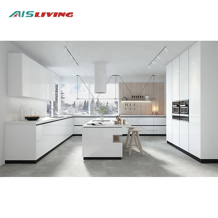 2022 New Sample China Matt Lacquer Luxury Modern High Gloss White Kitchens Furniture Islands Designs Modular Kitchen Cabinet Set