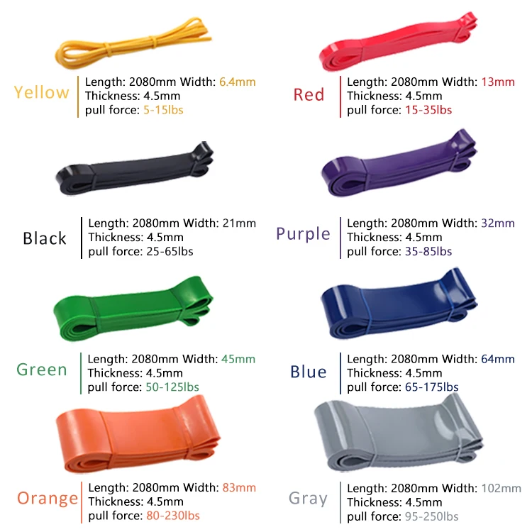 Workout Tension Band Stretching Stretch Print Rubber TPE Tubing Exercise Yoga Resistance Bands