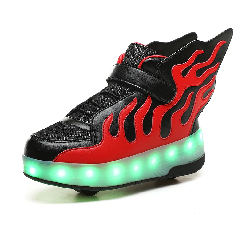 New Arrival Enough In Stock PVC Sole With Wing Rechargeable 7 Different Light modes Children LED Shoes Roller Kids Shoes