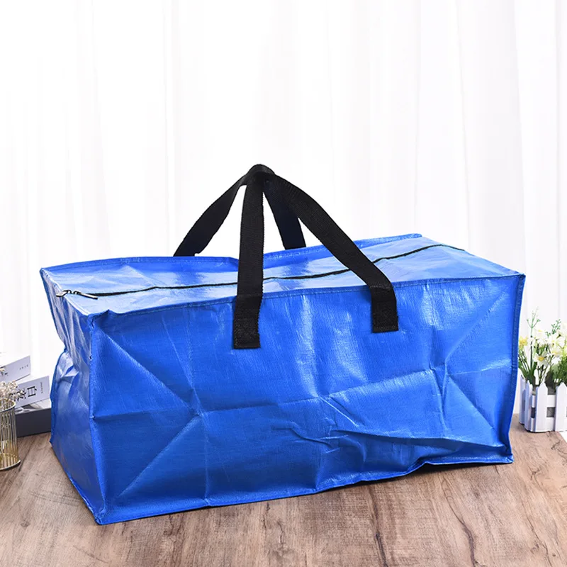 Reusable Custom Printed Ecology Heavy Duty Foldable Extra Large Capacity Moving Storage Pe Bags With Zippers
