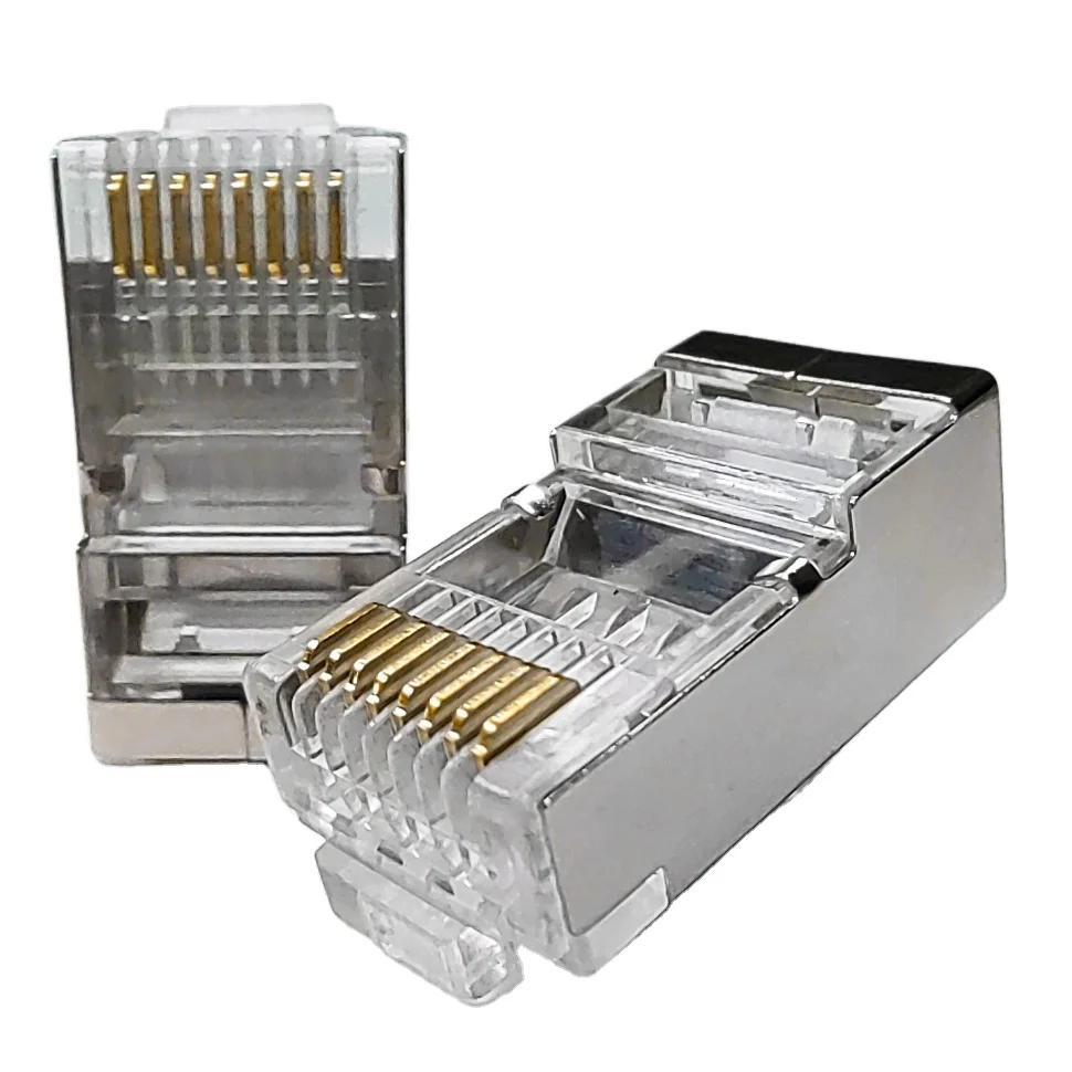 Gold Plated Metal Shield RJ45 8P8C Cat6A Cat7 FTP Plug Connector Modular Plug Network RJ Connector