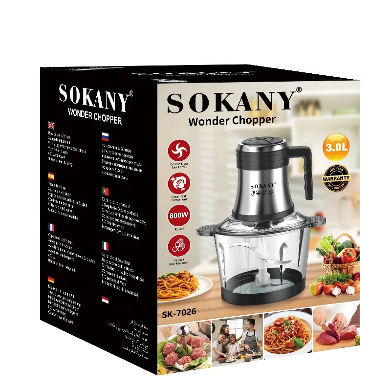 Мясорубки и Слайсеры SOKANY 3L из нержавеющей стали для домашнего использования пищевой измельчитель мяса овощей фруктов орехов электрические