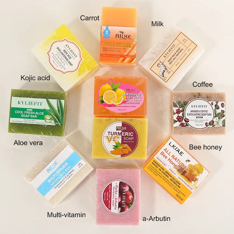 Wholesale Goat Milk Honey Shea Butter Soap Base Organic Lightening Face Body Toilet Bath Natural Soap For Clear Woman