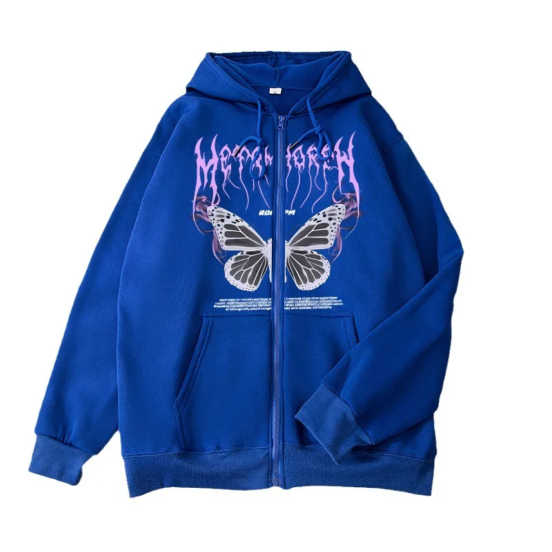 New siren butterfly zipper sweater trend cardigan jacket cool men casual Zip up hoodie wholesale
