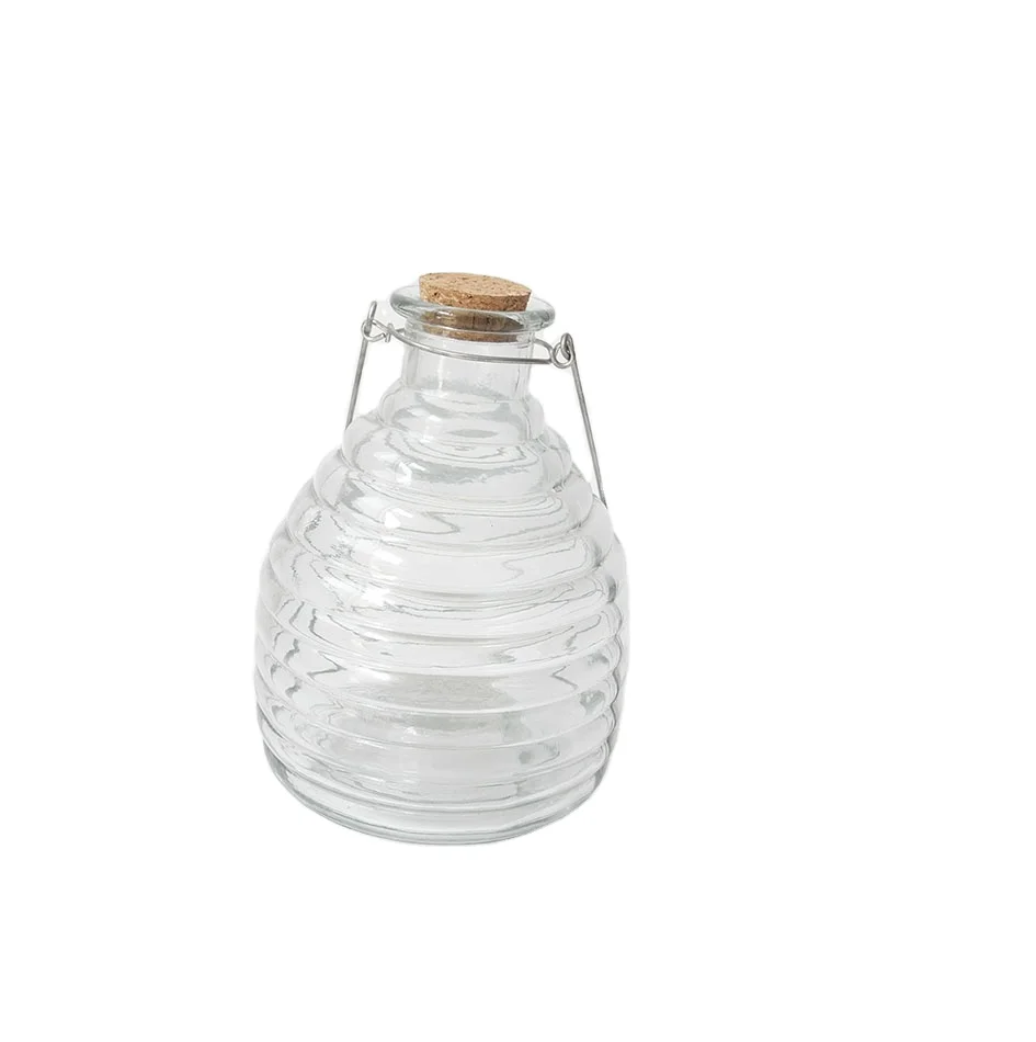 Clear Glass Beehive Shaped Wasp Trap with Handle and Cork