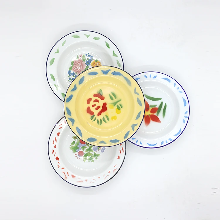 Manufacturers direct wholesale customized dinner round enamel steel soup plate