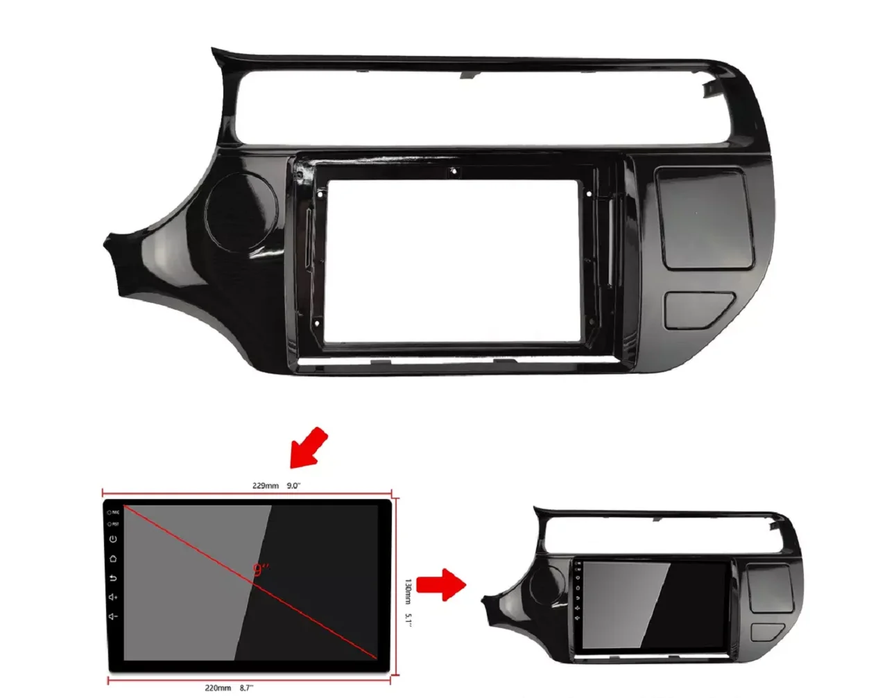 Car Touch Screen Stereo 9Inch For Kia Rio 2015 Universal Car Android Radio Interior Accessories Car Dvd Player Frame