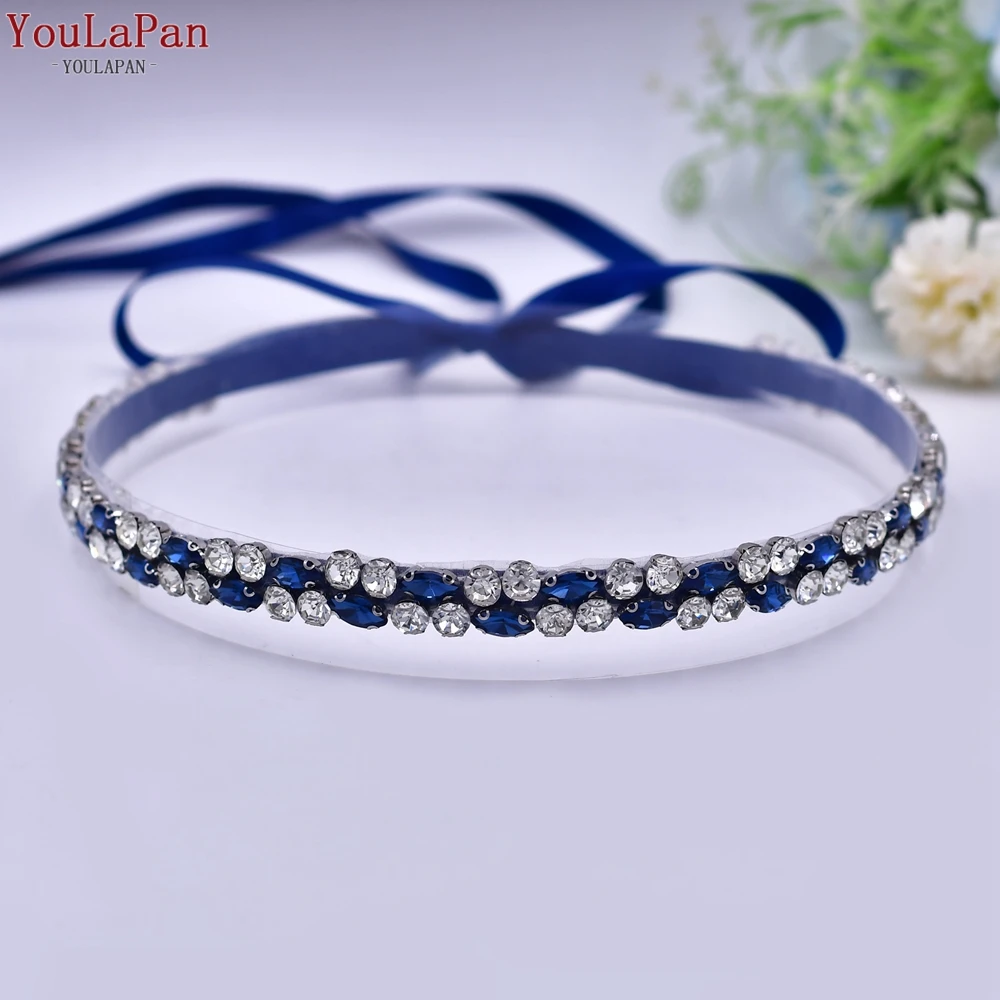 YouLaPan S07-L Fashion Sapphire Thin Belt Women Party Evening Dress Waist Decoration Wedding Bridesmaid Sash