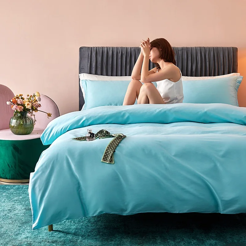 3pcs/4pcs Bedding Set High quality Solid Color Bed Sheet Quilt Cover Pillowcase Bed Linen Sets