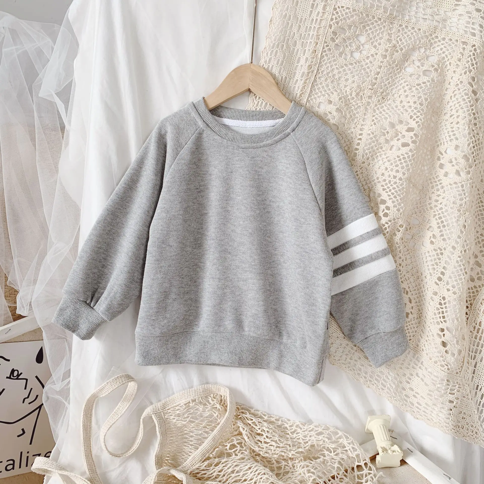 
High quality solid color boys suits cotton sweater 2-piece set kids suit for boys jogging suit 