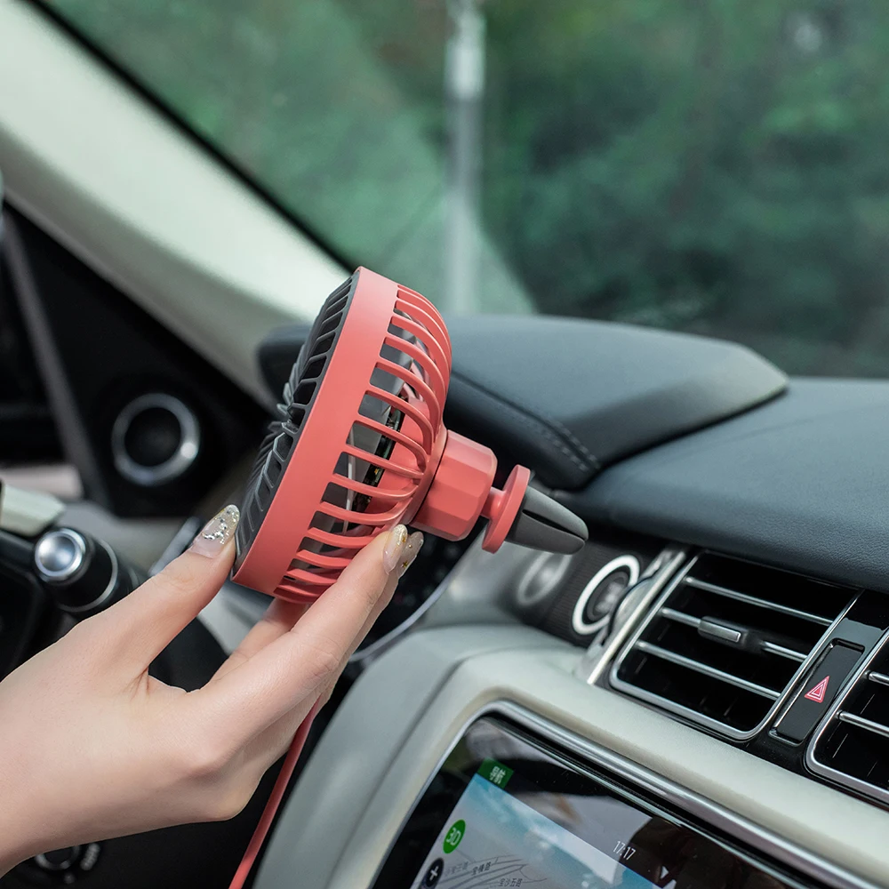 
USB car fan Air cooler fan Portable fashion car mini fan LED Light 