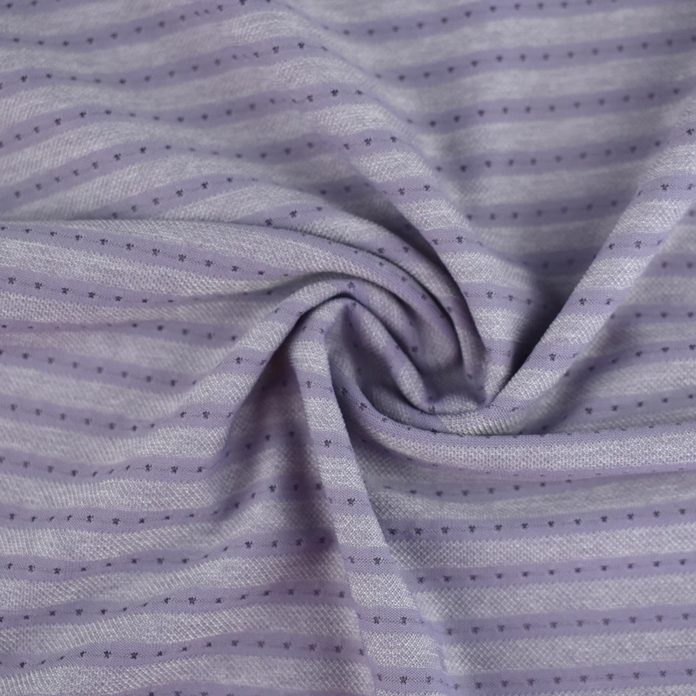Popular textile nylon spandex polyester stripe single jacquard mesh knit fabric for T-shirt