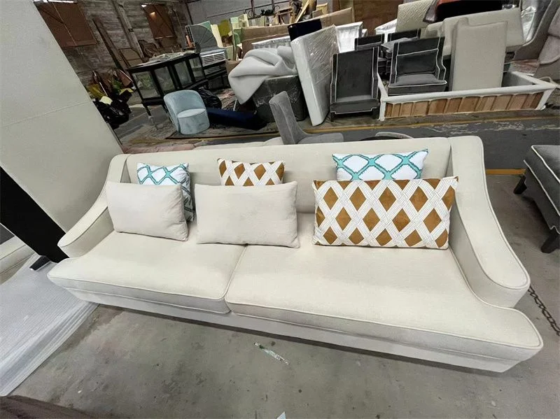 Convenient Furnitures House Simple Wood Frame Couches White Italian Leather Modern Furniture  Sofa Light luxury Sofa set Living