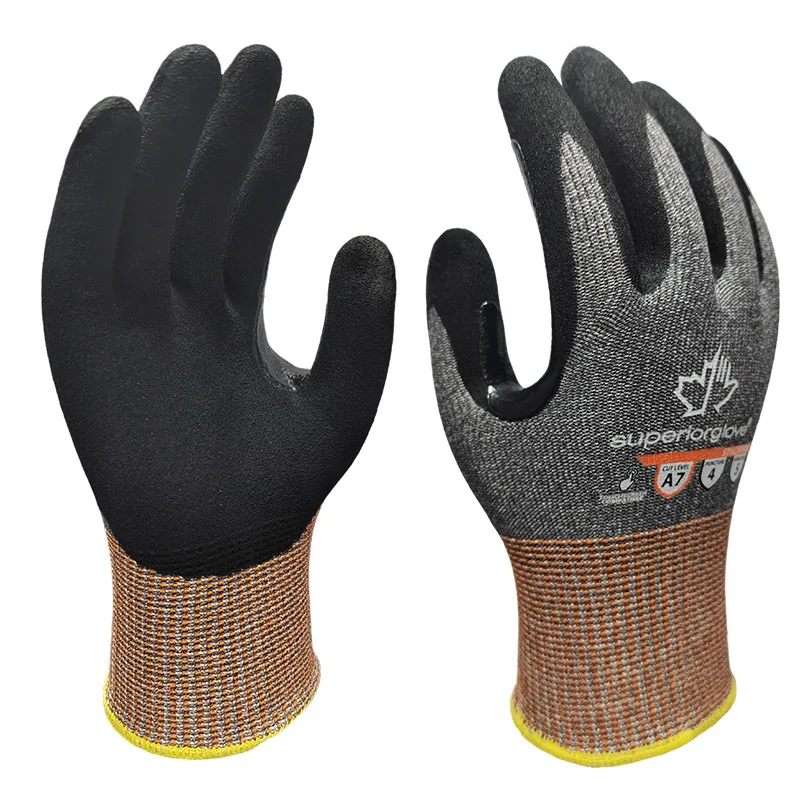Nitrile Gloves Polyester Shell Nitrile Coated Garden Construction Industrial Safety Work Cut Resistant Gloves for Work