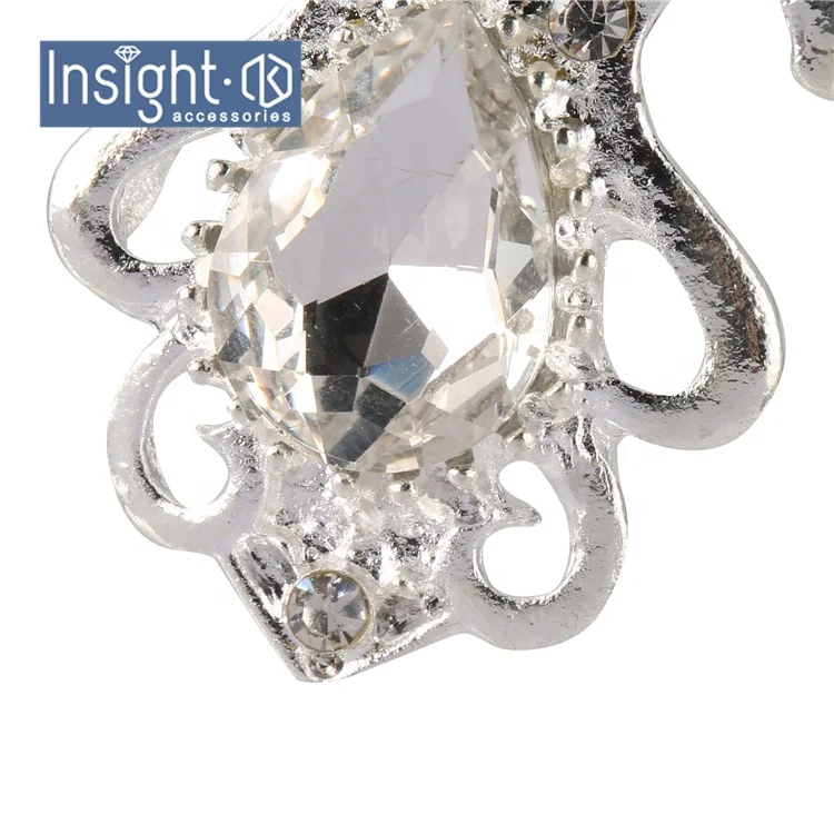 2.5*4.9cm Wholesale Metal Pair Buckles Custom Opal Pair Buckles Round Rhinestone Pair Buckles For Clothes