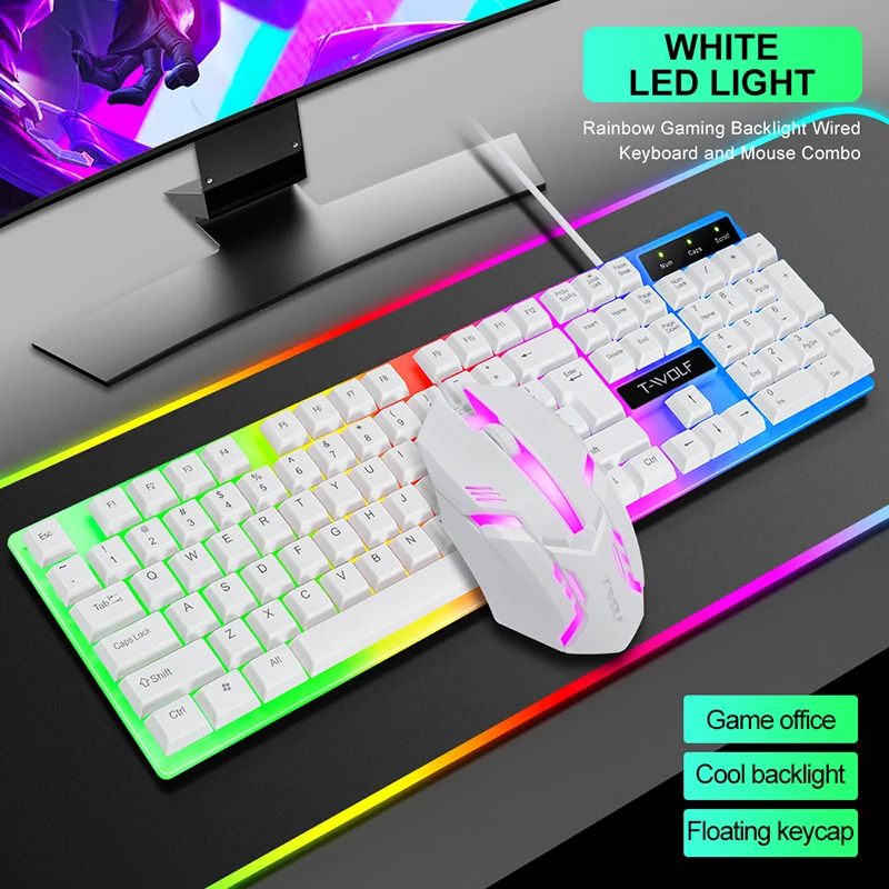 Набор для компьютерных игр RGB со светодиодной подсветкой комбинированная игровая клавиатура и