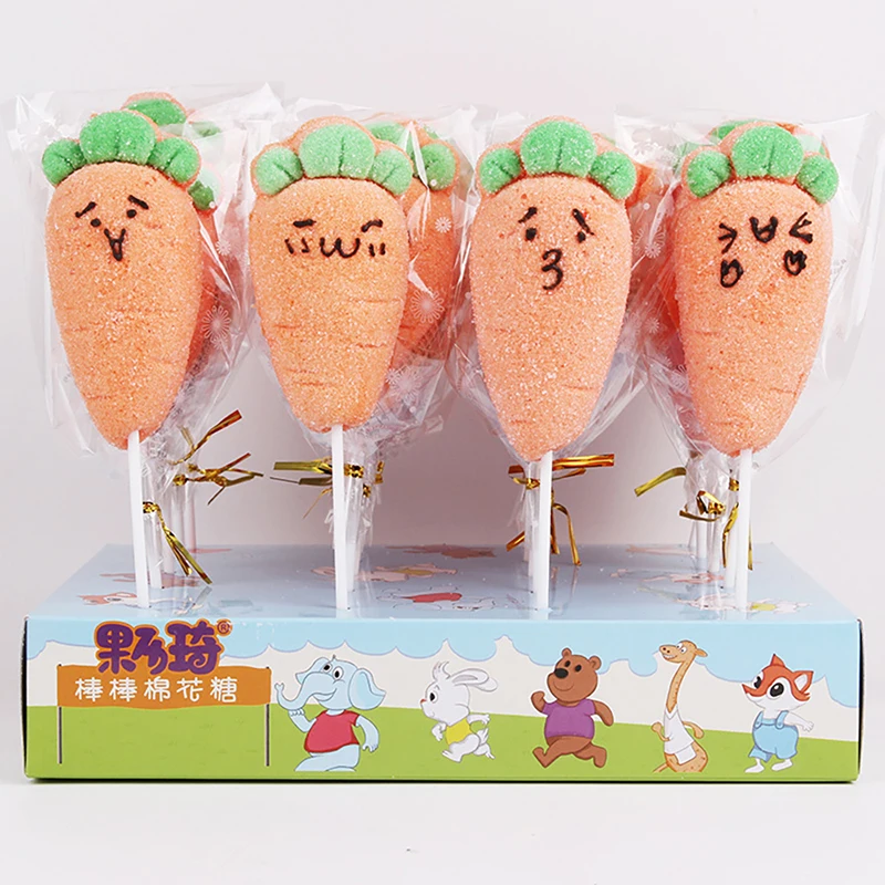 Candy Manufacture 35g Cartoon Animals Shape Marshmallow Soft Candy Lollipop