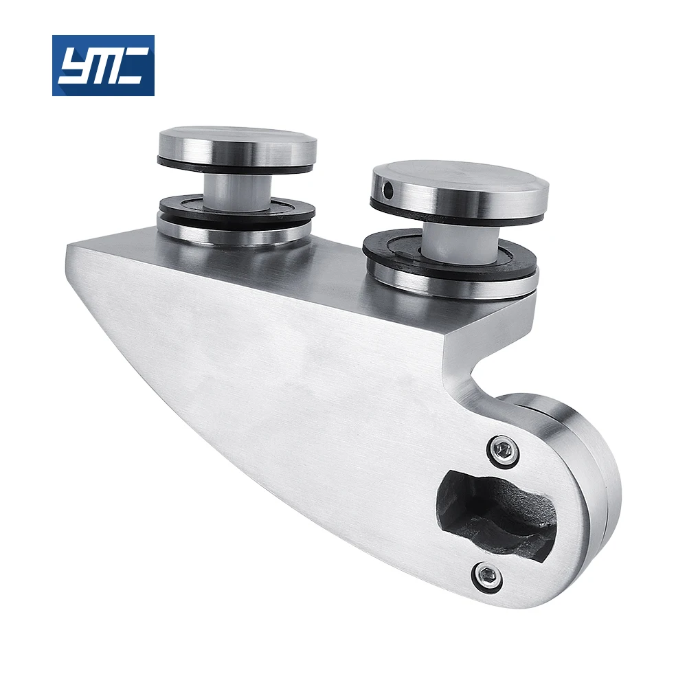 Easy Install Stainless Steel 304 Brushed Offset Bottom Patch Fitting Floor Clip Glass Door Clamp