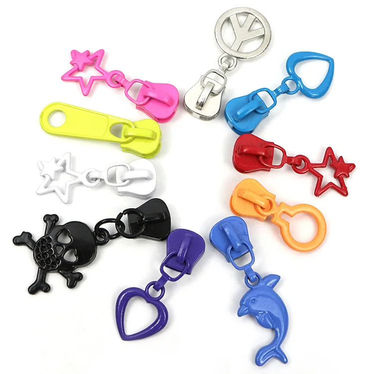 Resin Zipper Pull Head None Lock Clothing Accessories Color Cartoon Metal Zinc Alloy Customized Puller Slider Zipper Slider