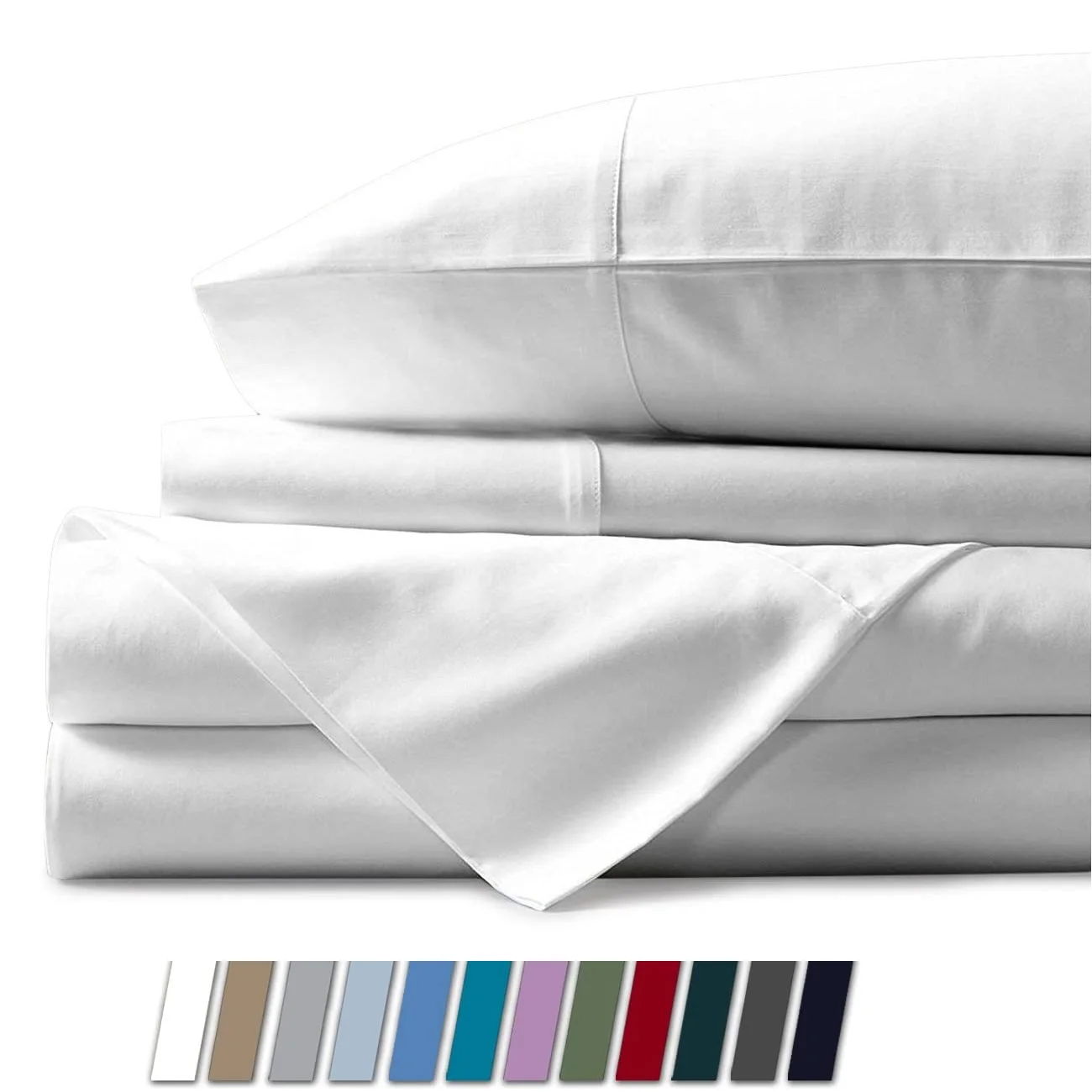1000tc Egyptian Cotton Bed Sheets in Turkey White Woven Modern Bedsheet Solid Bed Lines