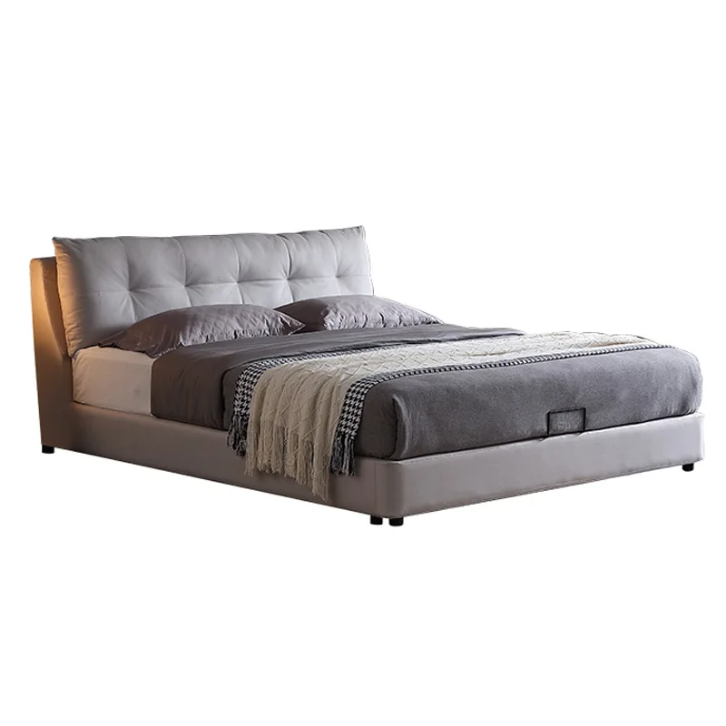 Master bedroom king bed modern minimalist fabric backrest soft double bed