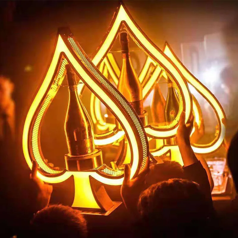 Classic LED glow ace of spade VIP bottle service presenter glorifiers display holder for liquor vodka wine tequila champagne