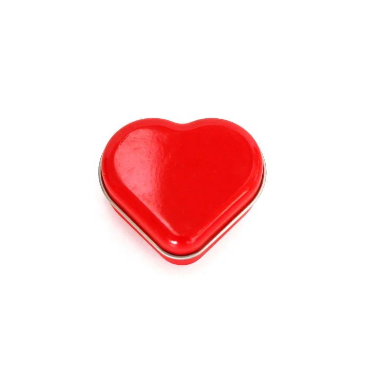 Promotion design heart shape metal food containers lip balm candy storage gift tin box