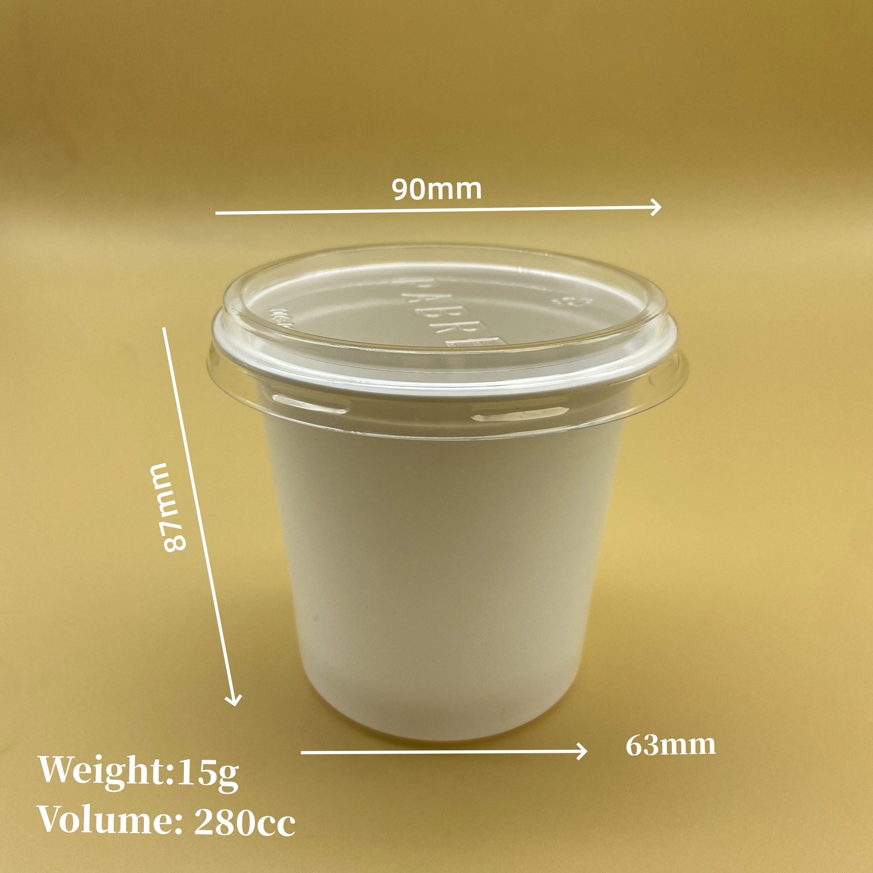Sulide Eco Friendly 280ml 10 oz Disposable PP Plastico Yogurt Plastics Packaging White Cup Custom Plastic with PET Lids
