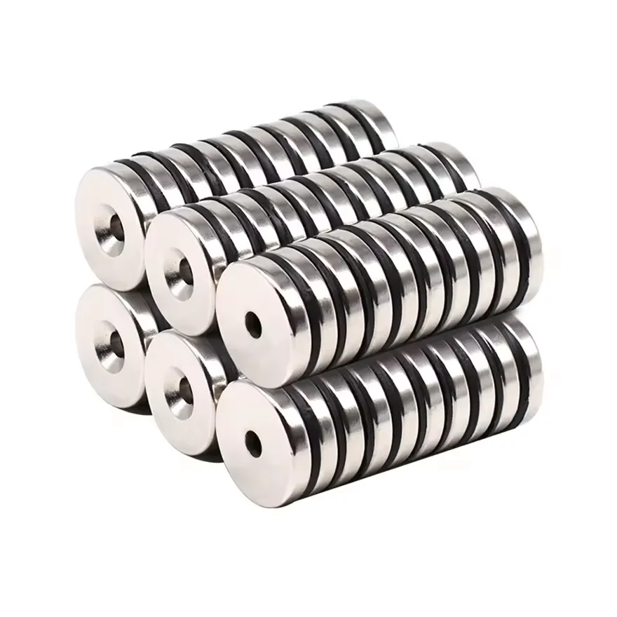 Round Disc Block Neodymium Magnet With Screws Hole Mounting Fastener Magnetic Sheet Countersunk Magnetic Materials