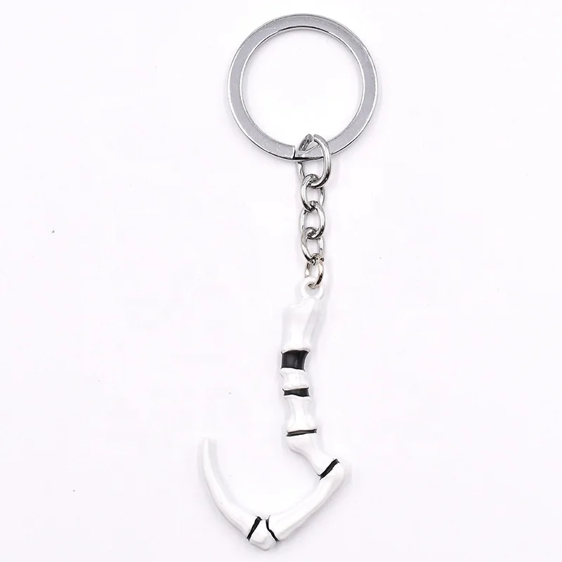 High Quality Metal Keychain of Hot Game Dota2 Butcher Pudge Immortal Weapons Model Pendant Key ring for Boys Gift