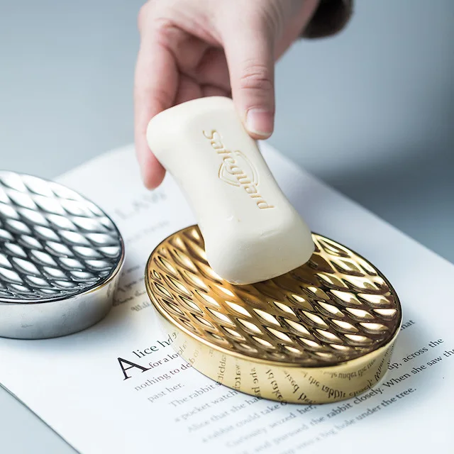 Bathroom Ceramic Bar Soap Tray Shower Soap Holder for Vanity Countertop Sink Soap Dish Gold